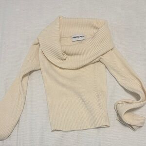 Princess Polly Off-White Ribbed Knit Sweater